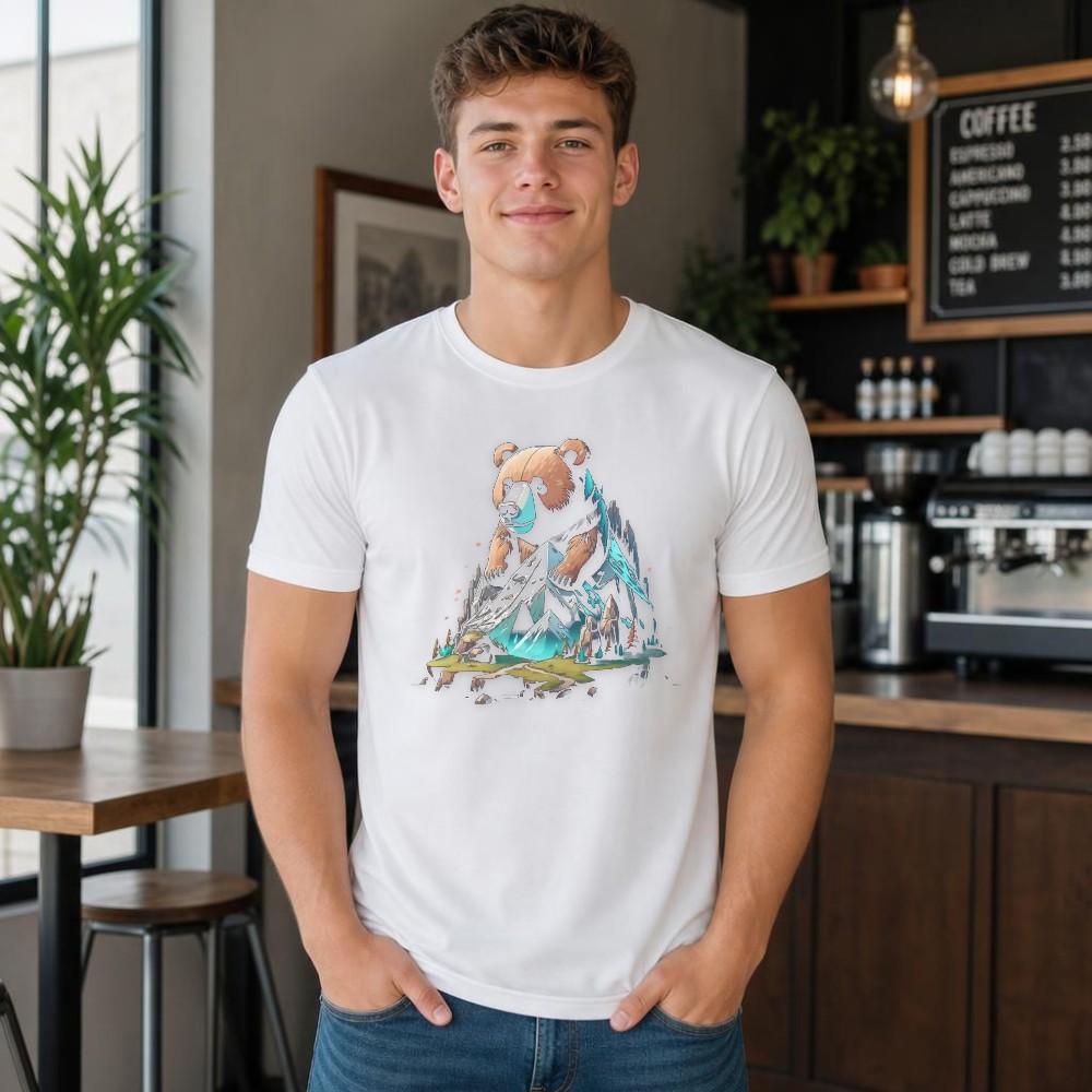 Outdoor Adventure Vacations - T-shirt pour hommes, motif ours, montagne,