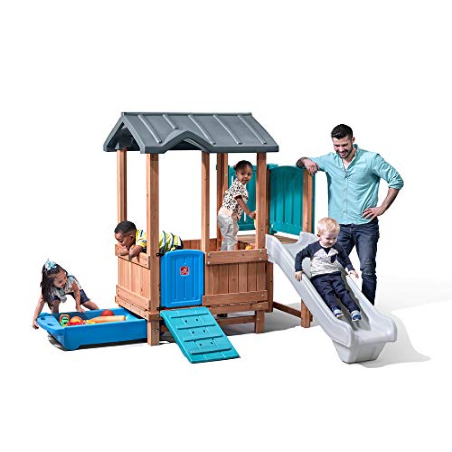 Outdoor Adventure For Kids - Woodland Adventure Playhouse & Slide, ensemble